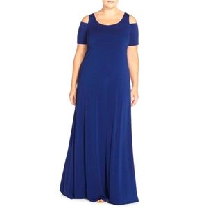 PLUS Cold-Shoulder Maxi Gown